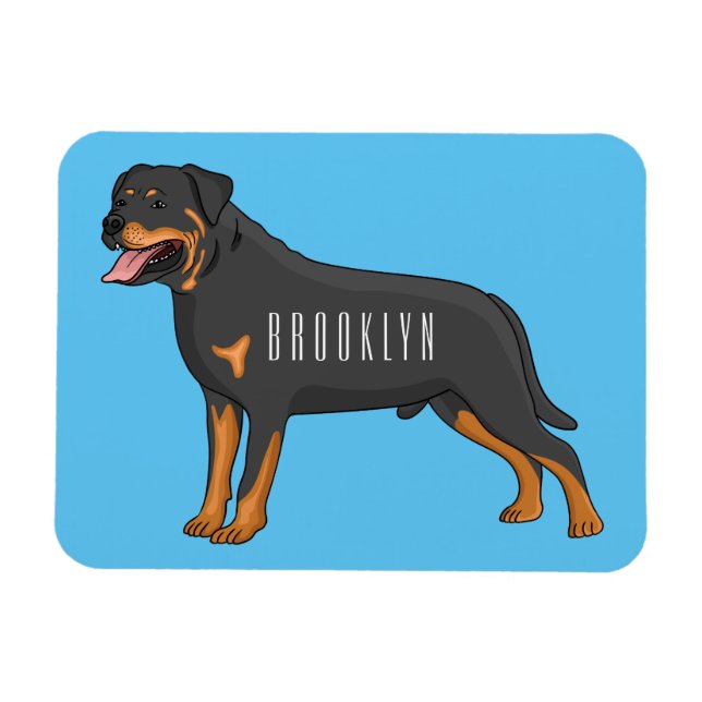 Rottweiler Hunde Cartoon Illustration Magnet (Horizontal)