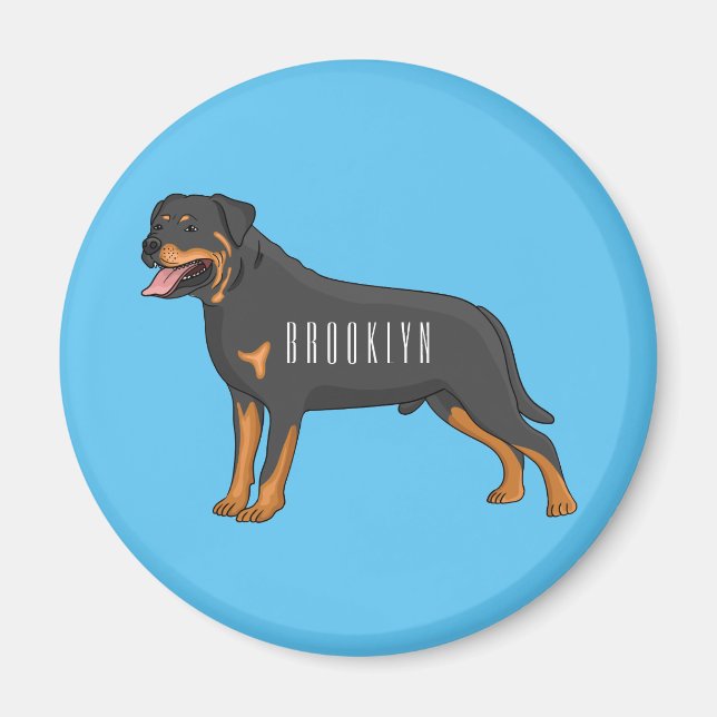 Rottweiler Hunde Cartoon Illustration Magnet (Vorne)