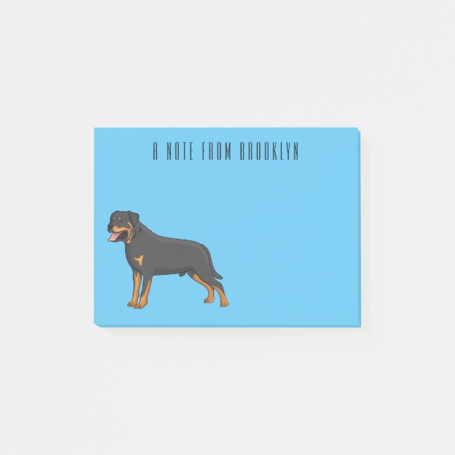 Rottweiler Hunde Cartoon Illustration Post-it Klebezettel (Vorderseite)
