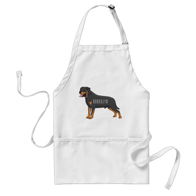 Rottweiler Hunde Cartoon Illustration Schürze (Vorne)