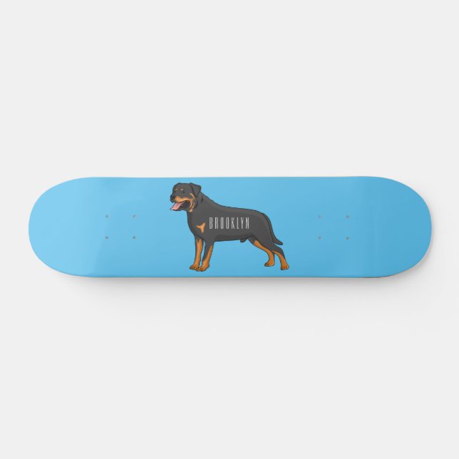 Rottweiler Hunde Cartoon Illustration Skateboard (Horizontal)