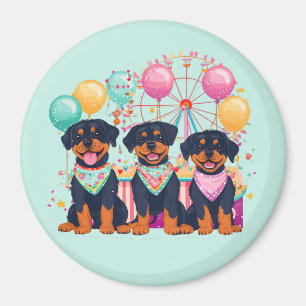 Rottweiler Hunde im Karneval Magnet