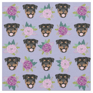 Rottweiler Hunde lila Blumenbeete Stoff