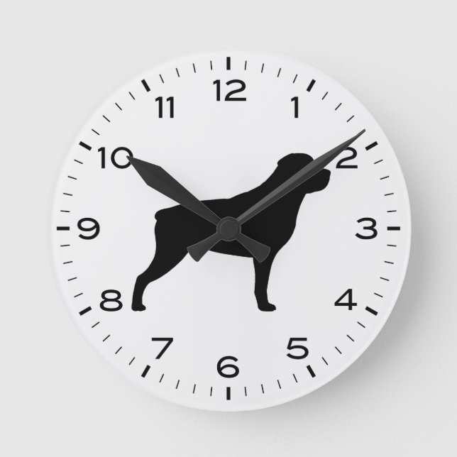 Rottweiler Hunde Silhouette rund Uhr (Vorderseite)
