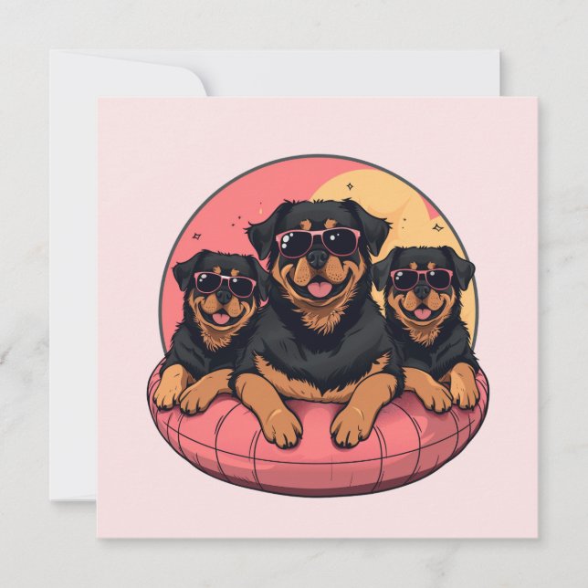 Rottweiler Hunde Sommer Pool Flolows (Vorderseite)