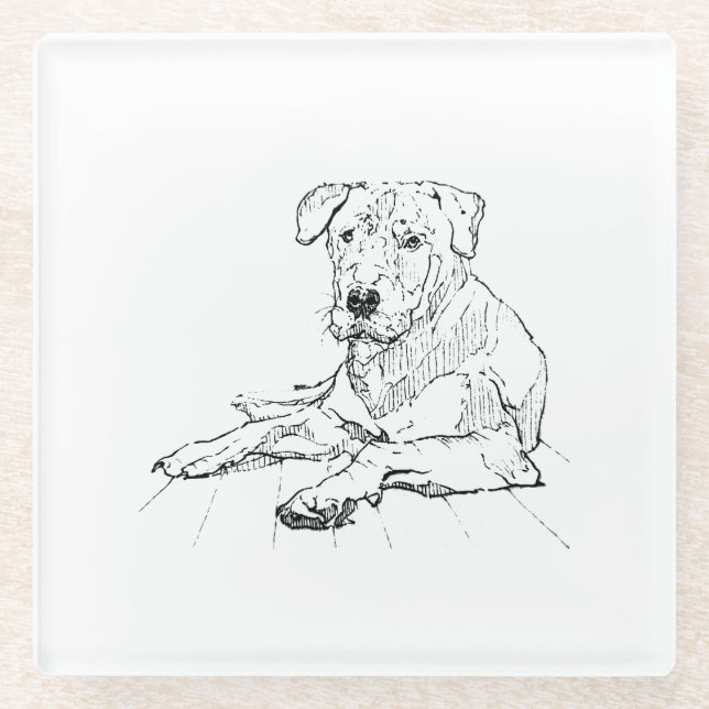 Rottweiler-Hundefan-Minimalist-Illustration Glasuntersetzer (Vorderseite)