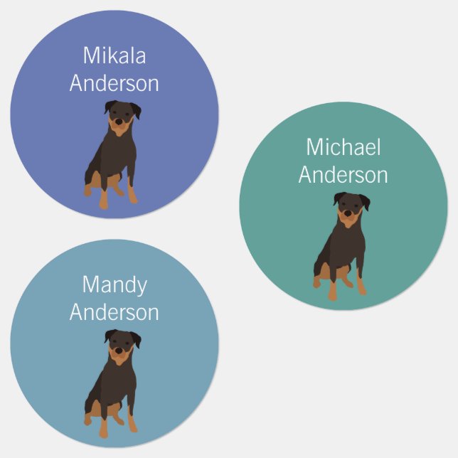 Rottweiler Hundefarbe Farbe wasserdicht Etiketten (Gruppe)