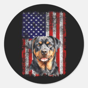 Rottweiler-Hundefreund US-Flagge 4. Juli Patriotis Runder Aufkleber