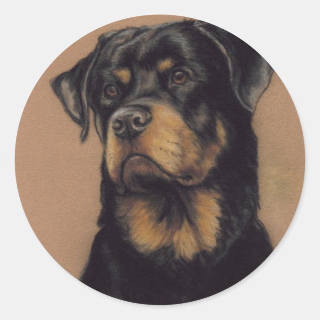 "Rottweiler" Hundekunst-Aufkleber Runder Aufkleber (Vorderseite)