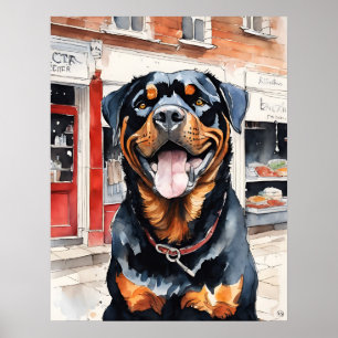 Rottweiler - Hundekunst drucken Poster