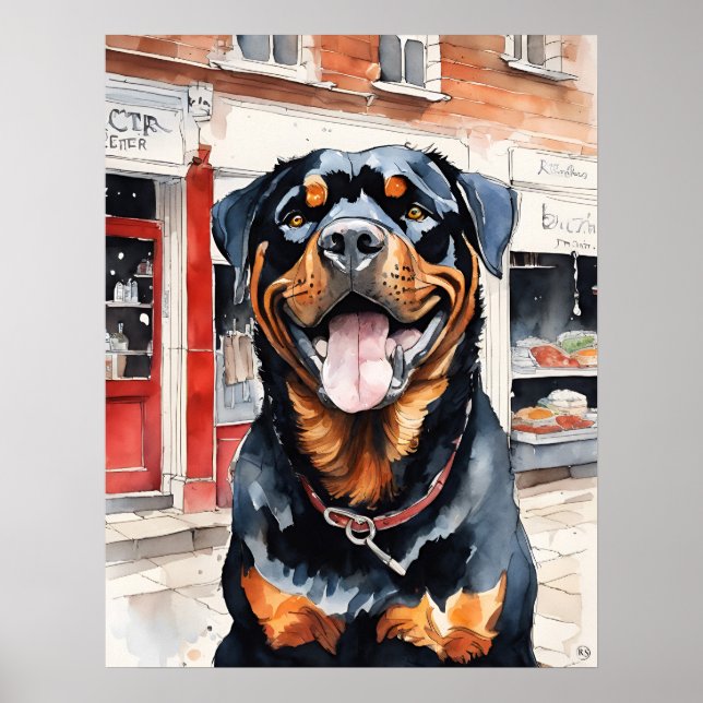 Rottweiler - Hundekunst drucken Poster (Vorne)