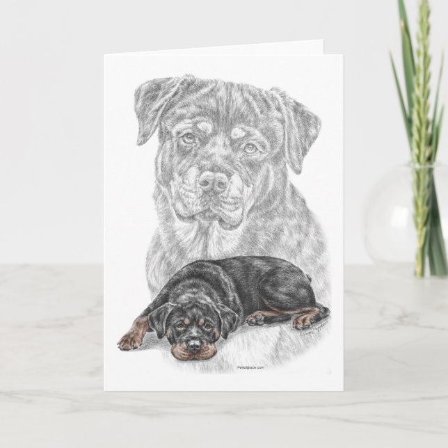 Rottweiler Hundekunst Karte (Vorderseite)