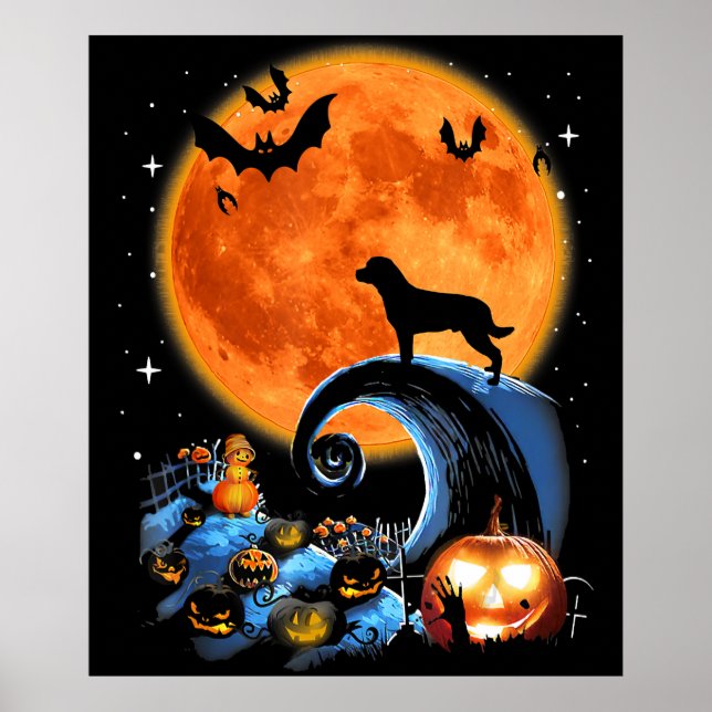 Rottweiler-Hundemünder Kürbishalloween Kostümgesch Poster (Vorne)