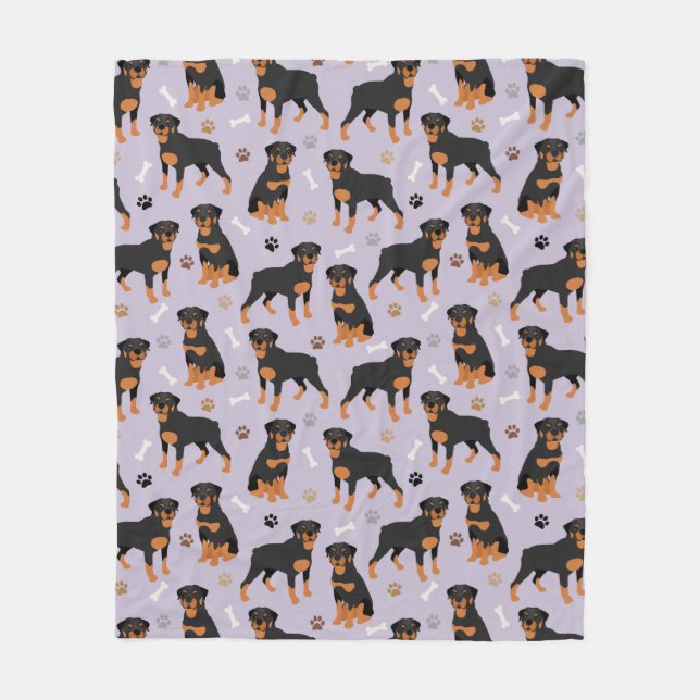 Rottweiler Hundenknochen und -paws Fleece Blanket (Vorderseite)