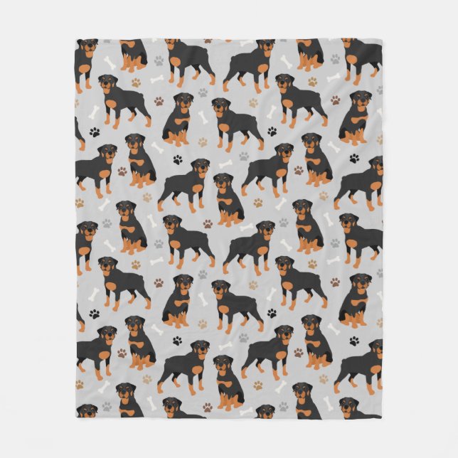 Rottweiler Hundenknochen und -paws Fleece Blanket (Vorderseite)