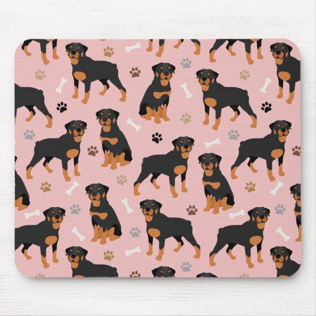 Rottweiler Hundenknochen und Paws Mouse Pad Mousepad (Vorne)