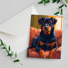 Rottweiler-Hundeporträt Haustiermalerei Karte