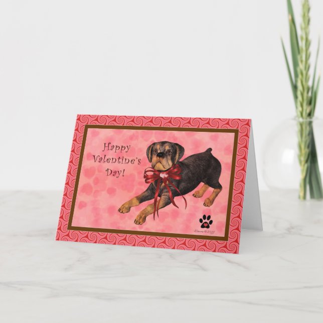 Rottweiler Hunderaum-Valentinstag-Karte Feiertagskarte (Vorderseite)