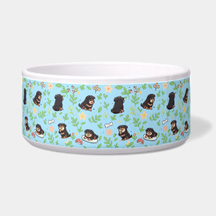 Rottweiler-Hundeschüssel Pastell Frühling Florales Napf