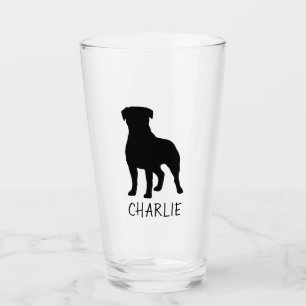 Rottweiler HundeSilhouette personalisiertes Rottie Glas
