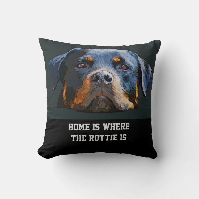 Rottweiler Hundezitat-Zuhause ist-, wo das Rottie Kissen (Vorderseite)