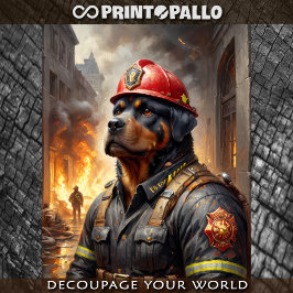 Rottweiler Hundezüchter als Feuerwehrmann - Seidenpapier