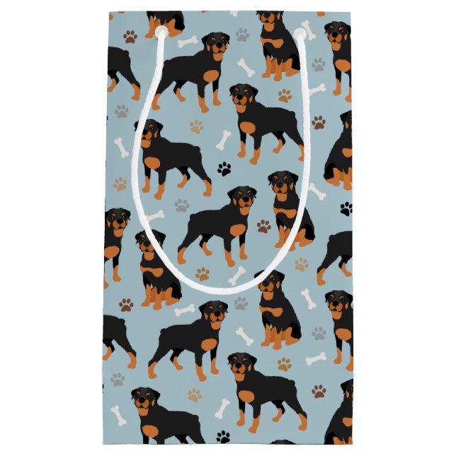 Rottweiler Hundknochen und Paws Kleine Geschenktüte (Vorderseite)