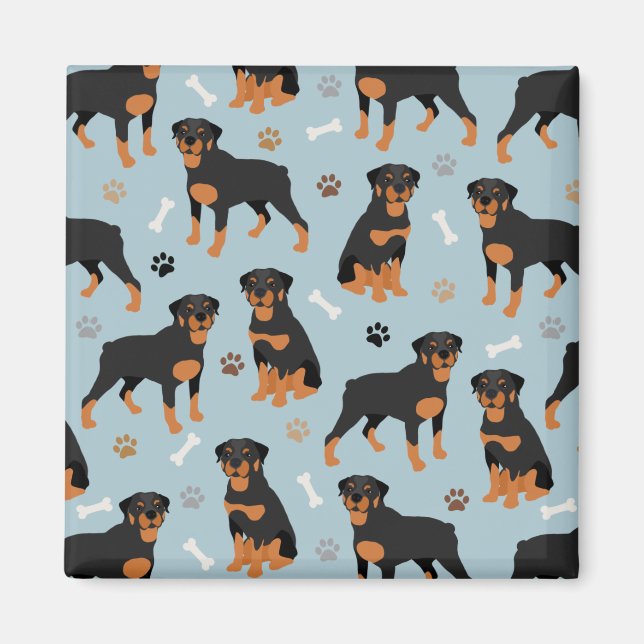 Rottweiler Hundknochen und Paws Magnet (Vorne)