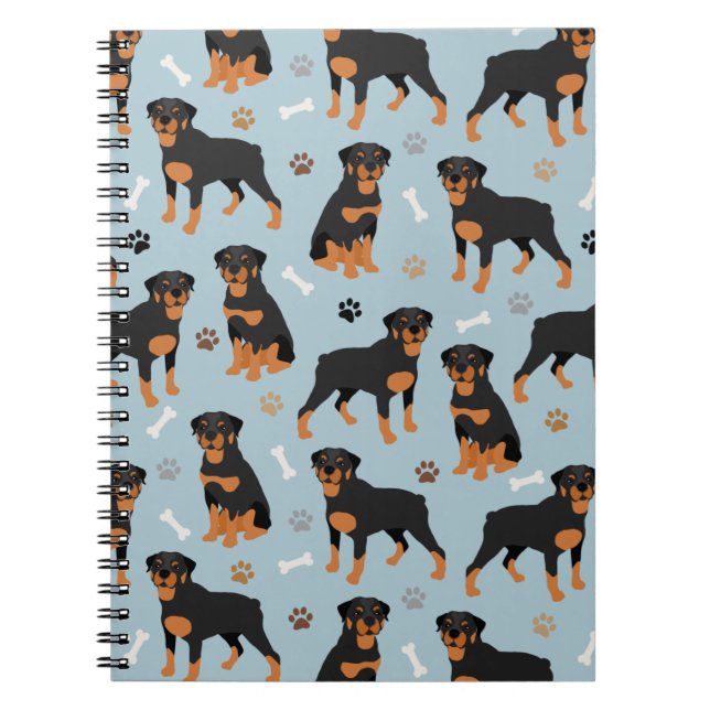 Rottweiler Hundknochen und Paws Notizblock (Vorderseite)