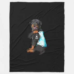 Rottweiler I Liebe Mama Tattoo Fleecedecke