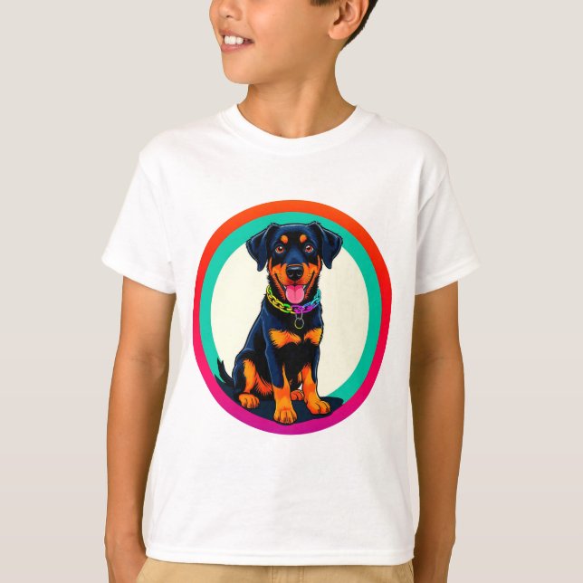 Rottweiler-Illustration T-Shirt (Vorderseite)