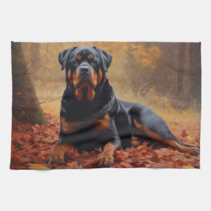 Rottweiler im Herbst Leaves Fall Inspiriert Geschirrtuch