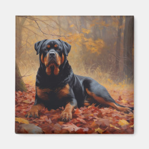 Rottweiler im Herbst Leaves Fall Inspiriert Magnet