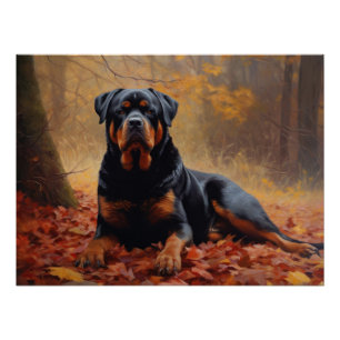 Rottweiler im Herbst Leaves Fall Inspiriert Poster