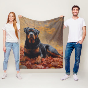 Rottweiler im Herbstlaubfall inspiriert Fleecedecke