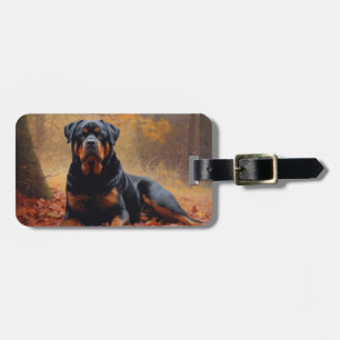 Rottweiler im Herbstlaubfall inspiriert Gepäckanhänger