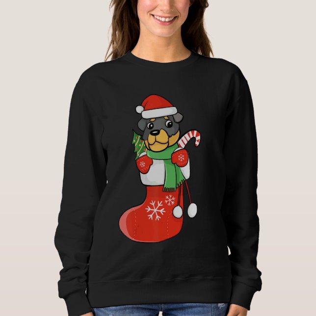 Rottweiler in Socken Weihnachts-Hund Xmas Sweatshirt (Vorderseite)