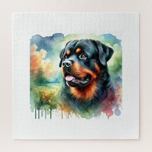 Rottweiler in watercolor 241024AREF144 - Watercolo Puzzle (Vertikal)