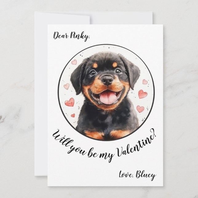 Rottweiler, individuell anpassbare Valentinskarte Feiertagskarte (Vorderseite)
