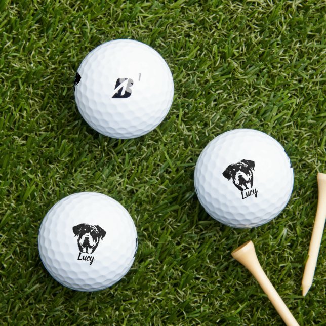 Rottweiler-Individuelle Name-Signatur Golfball (Insitu Gras)
