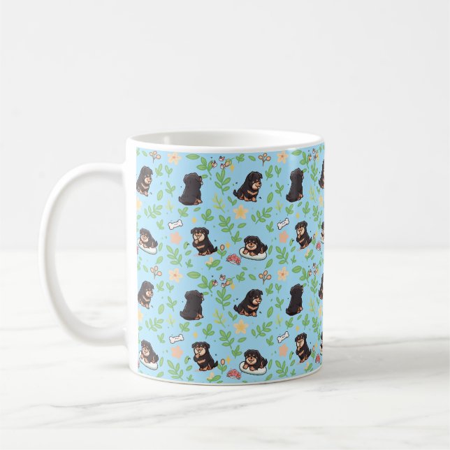 Rottweiler Kaffeetasse Frühlingsflorales Geschenk  (Links)