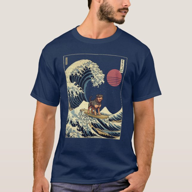 Rottweiler Kanagawa Japanese Surfing Wave girl T-Shirt (Vorderseite)