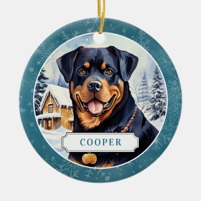 Rottweiler Keramik Circle Ornament (Vorne)
