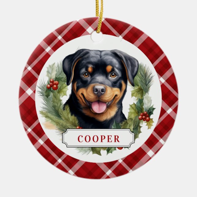Rottweiler Keramik Circle Ornament (Vorne)