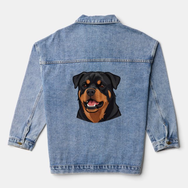 Rottweiler Kopfporträt Jeansjacke (Rückseite)