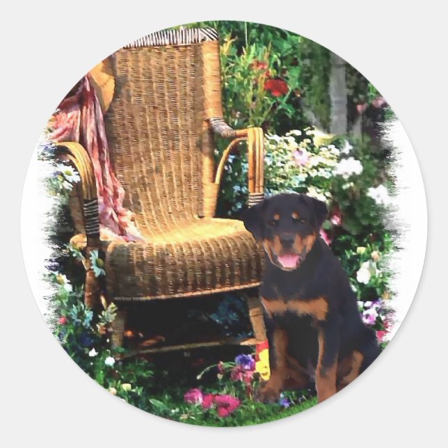 Rottweiler Kunstgeschenke Runder Aufkleber (Vorderseite)