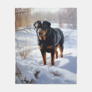 Rottweiler Lass es schneien Weihnachten Fleecedecke