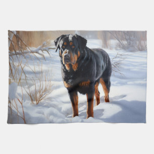 Rottweiler Lass es schneien Weihnachten Geschirrtuch