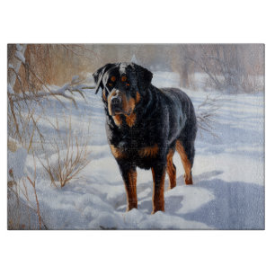 Rottweiler Lass es schneien Weihnachten Schneidebrett
