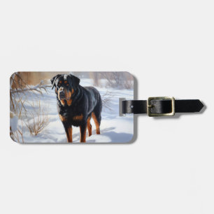 Rottweiler lässt es Weihnachten schneien Gepäckanhänger